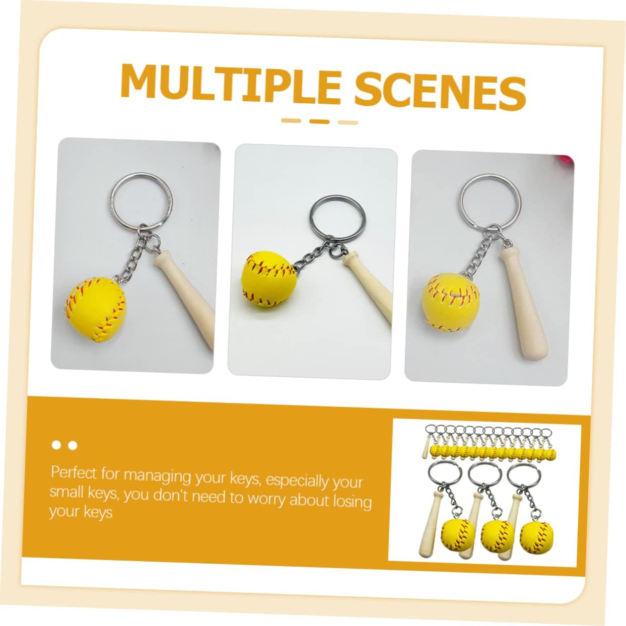 POPETPOP 16pcs Baseball Keychain Set for Boys Girls and Players