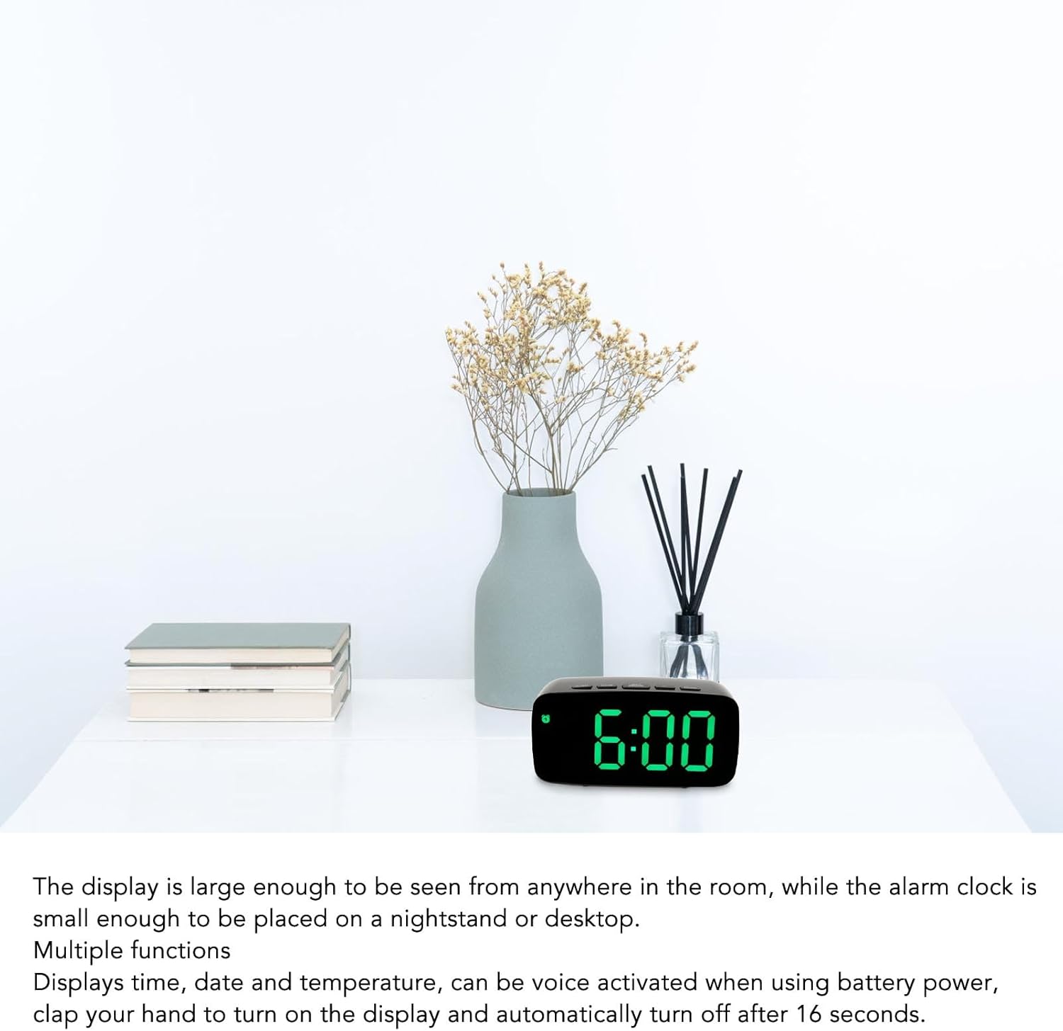 Pssopp LED Alarm Clock with Mirror and Voice Activation
