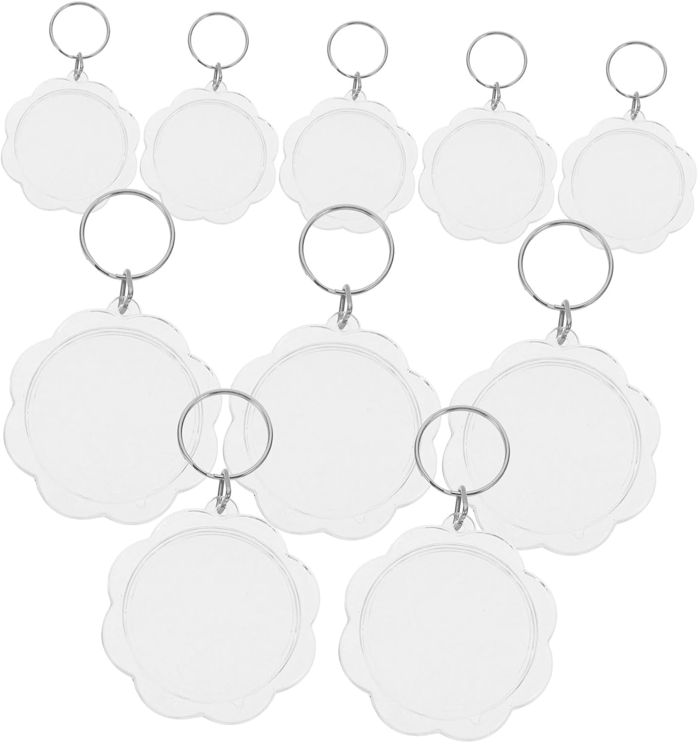 KESYOO 100pcs Flower Acrylic Keychain Blanks for Photo Frames Double-sided Keyrings