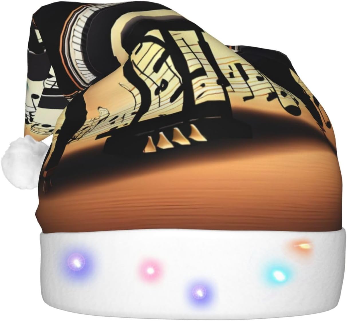 Piano Violin Music Notes Christmas Hat with LED Lights