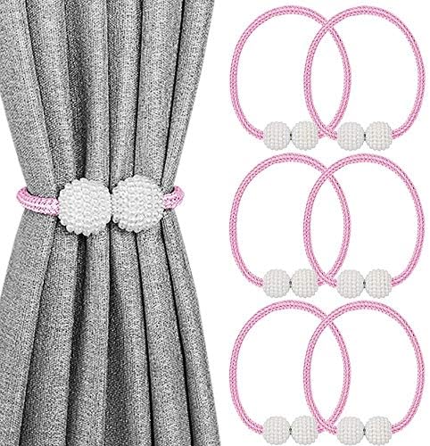 Melaluxe 6 Pack Magnetic Curtain Tiebacks Pink