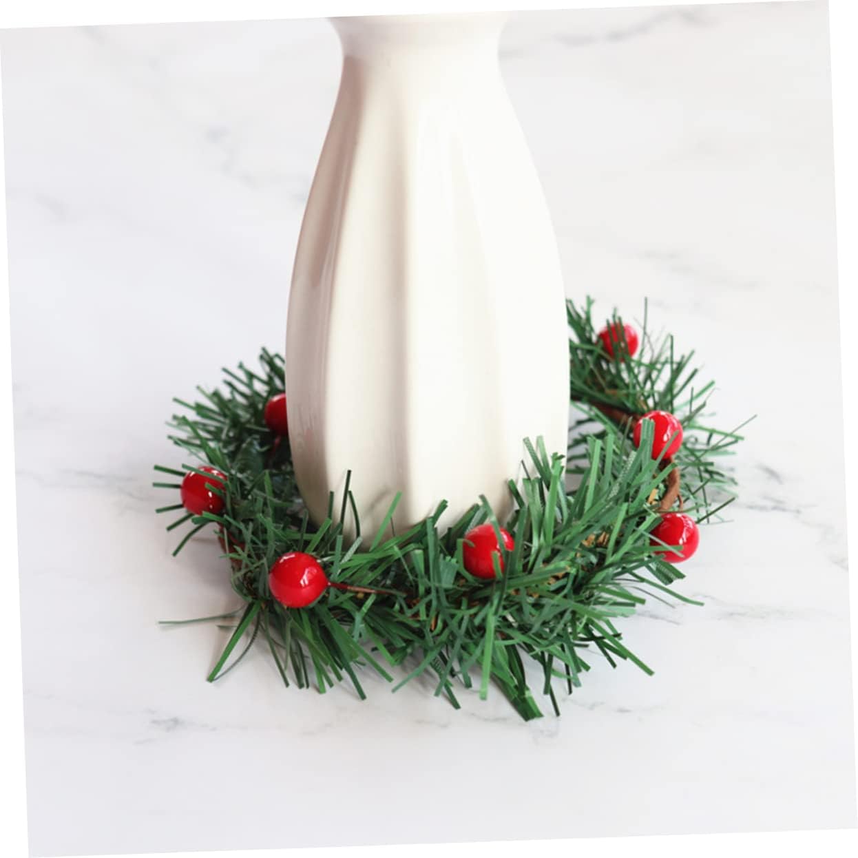 Christmas Candle Garland with Red Berries for Home Decor