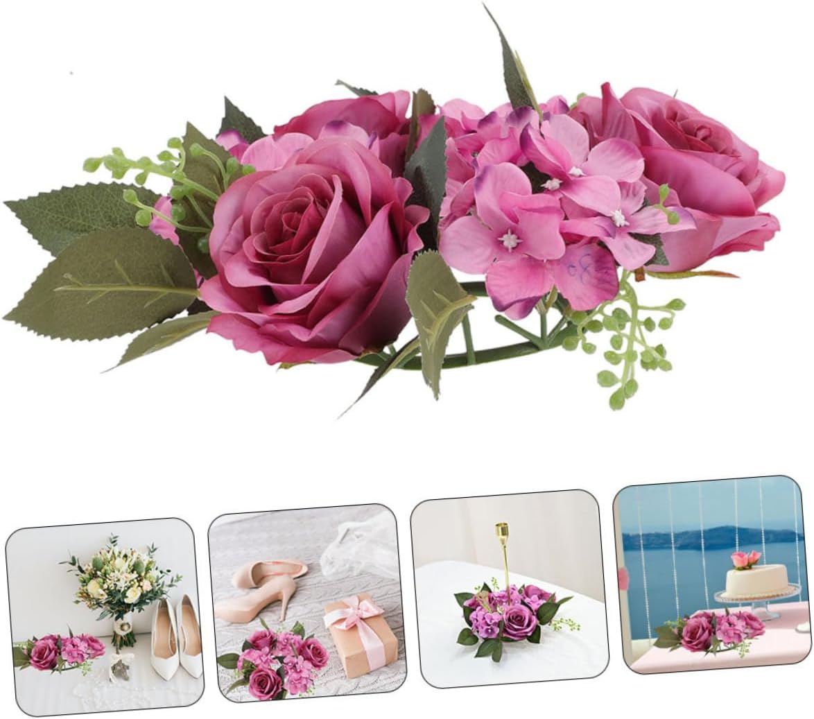 Elegant Faux Roses Candle Wreath for Home Decor