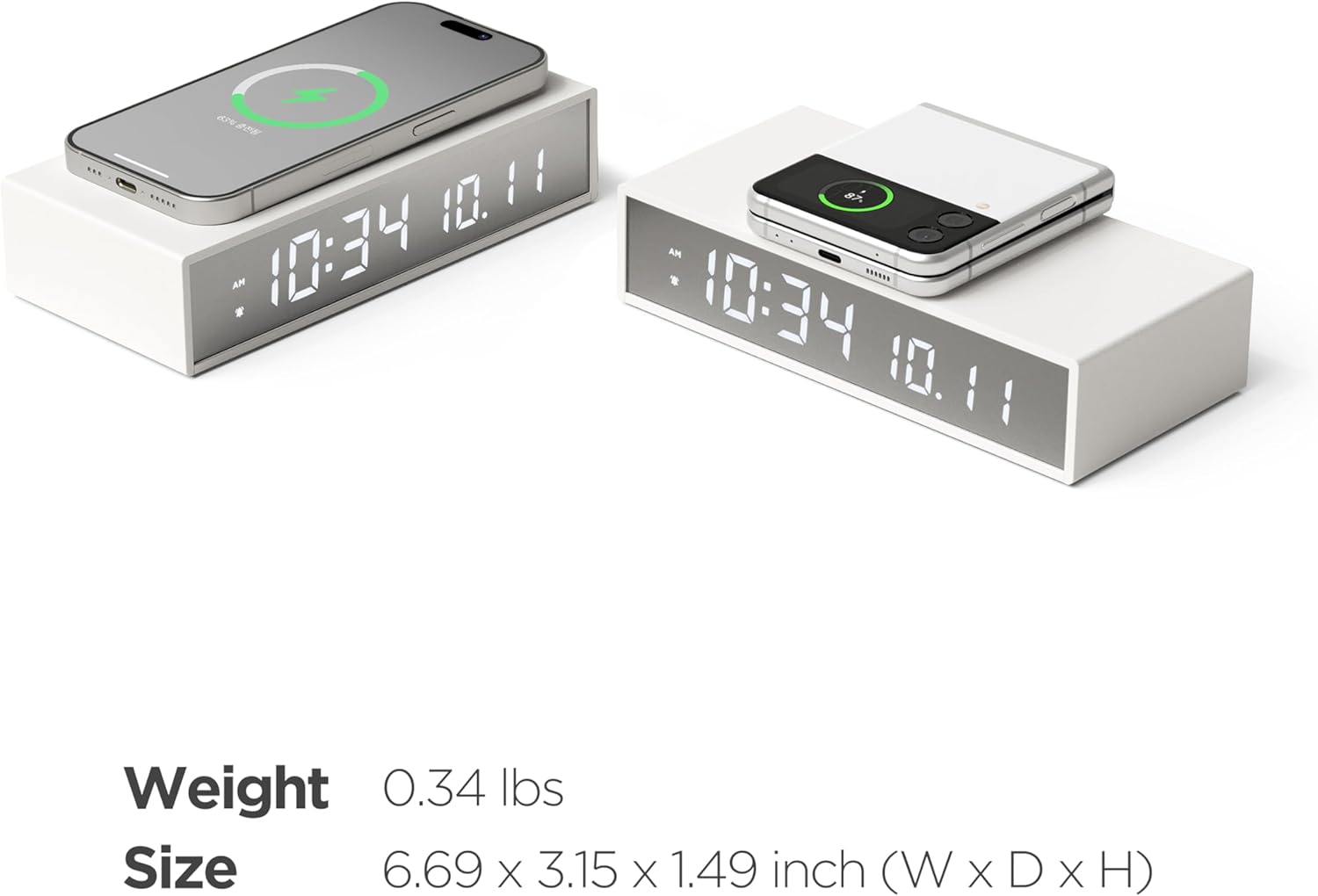 Mooas 15W Slim Edge Mirror Wireless Charging Clock Black