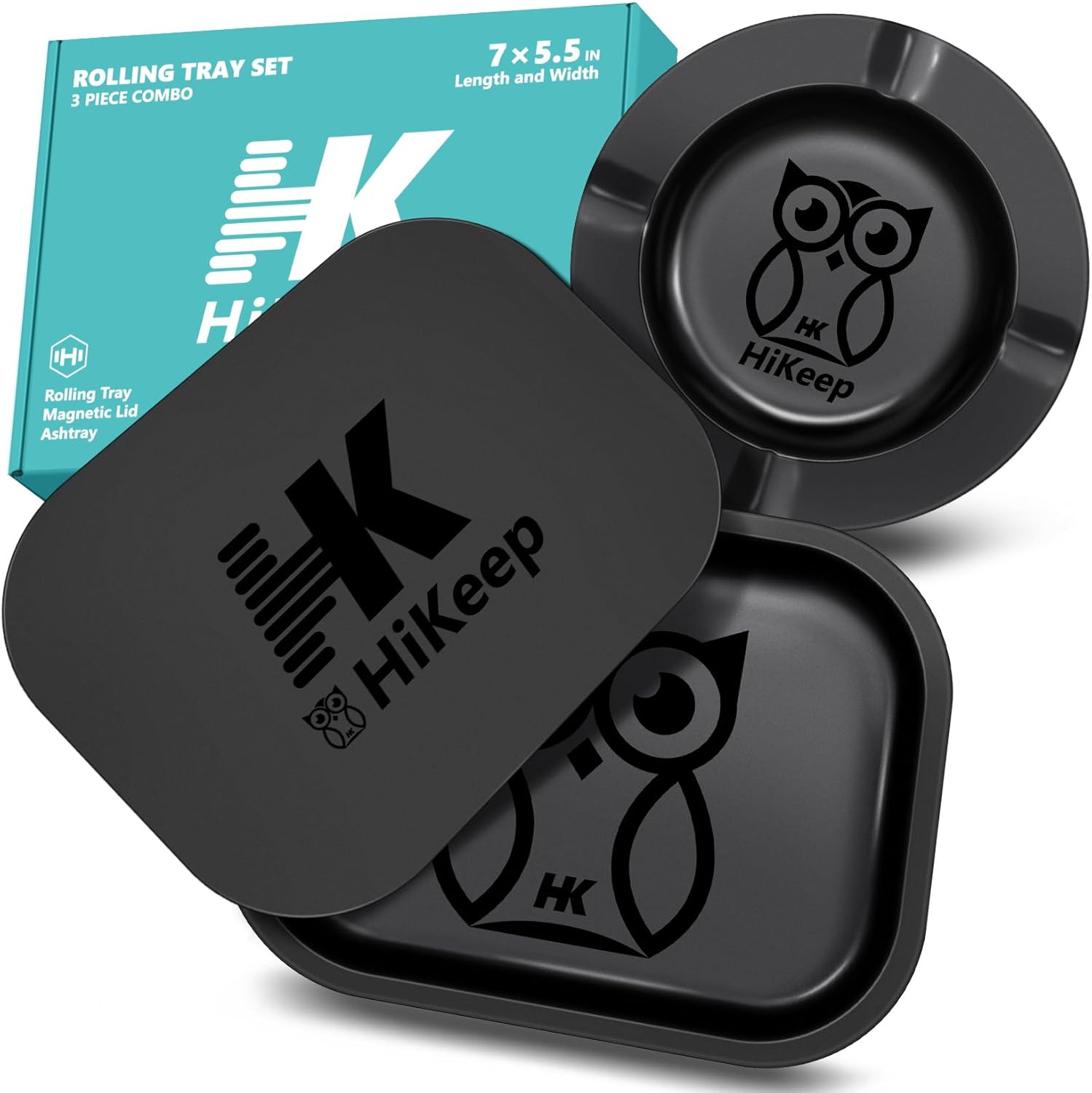 HiKeep Rolling Tray with Magnetic Lid Set of 3