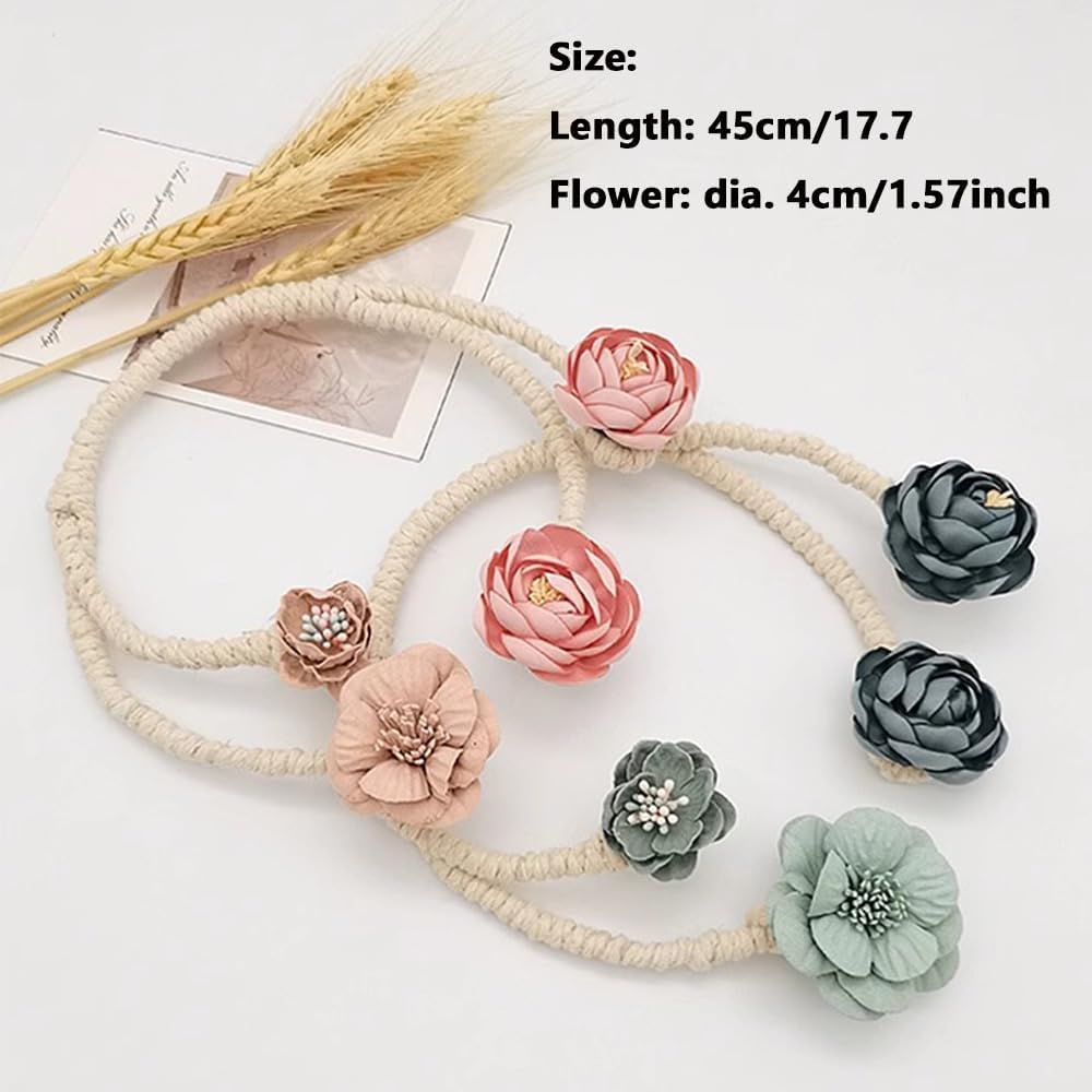 2 Pieces Flexible Curtain Tiebacks with Flower Design
