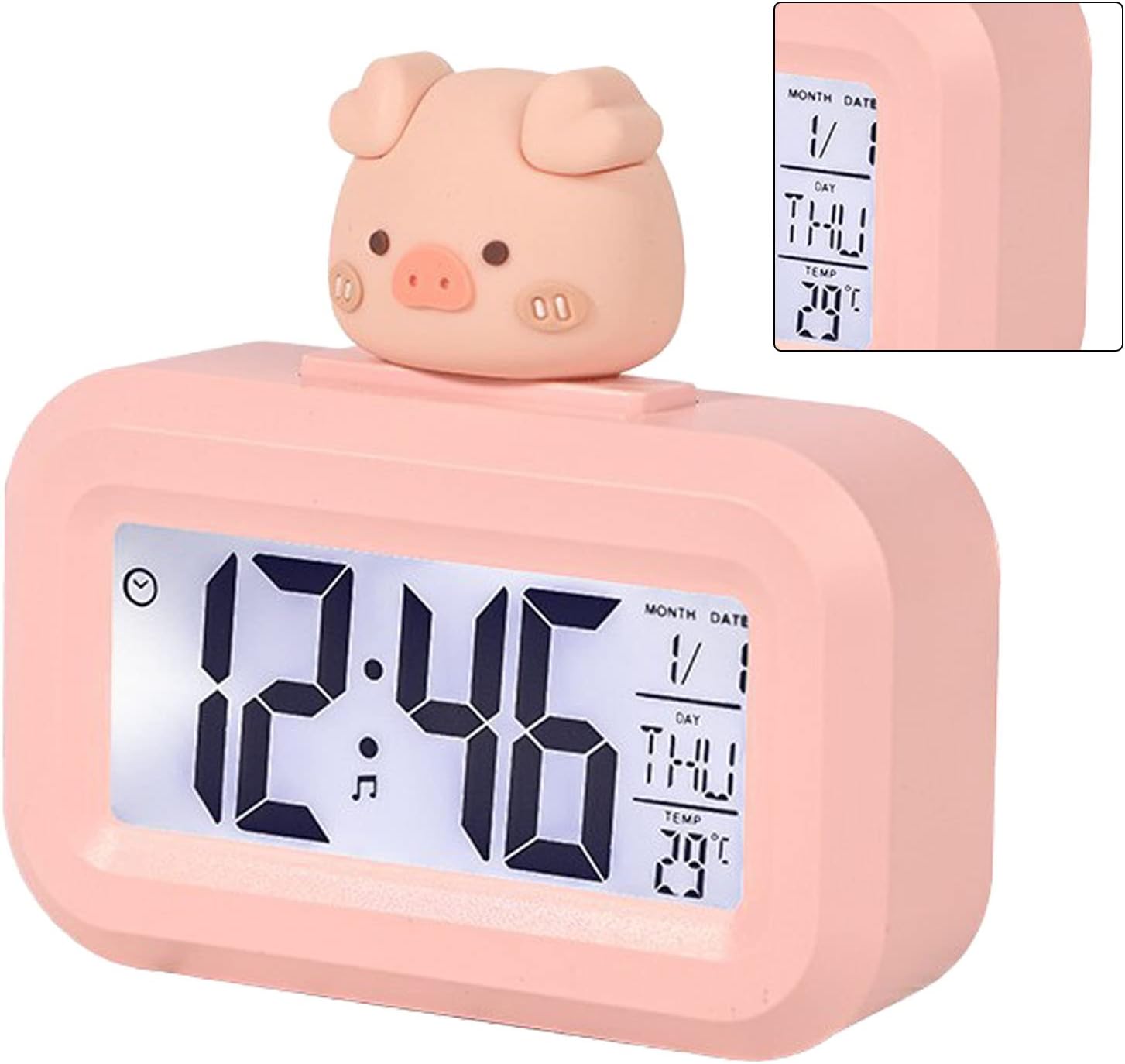 Tnfeeon Cute Electronic Alarm Clock with LED Display for Girls Bedroom