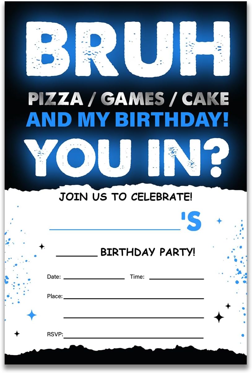 UPNEGE Birthday Invites Boy Party Invitations with Envelope Pack of 20