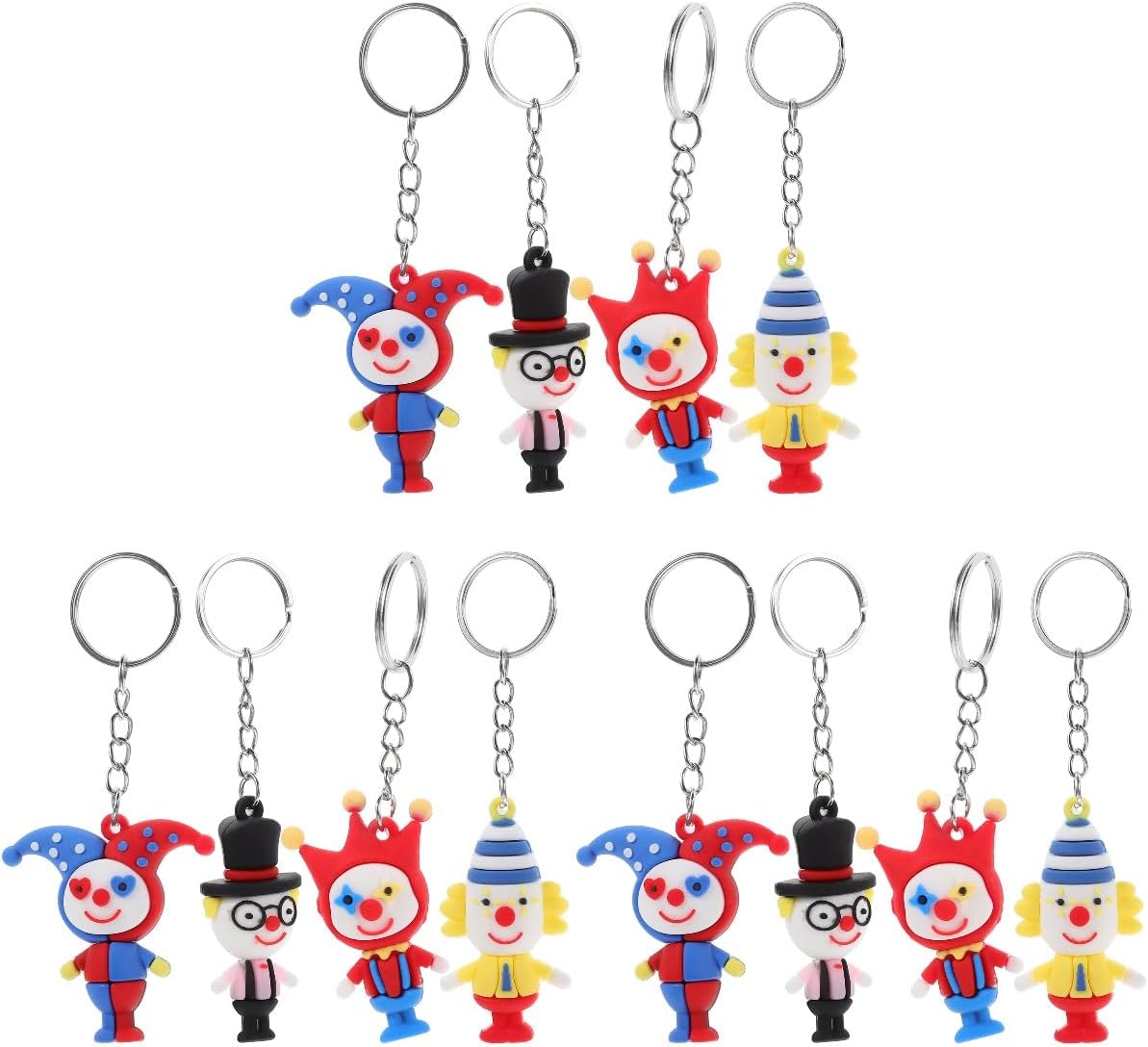 LOGOFUN 12 Pcs Crown Key Chains Resin Circus Cartoon Keyrings