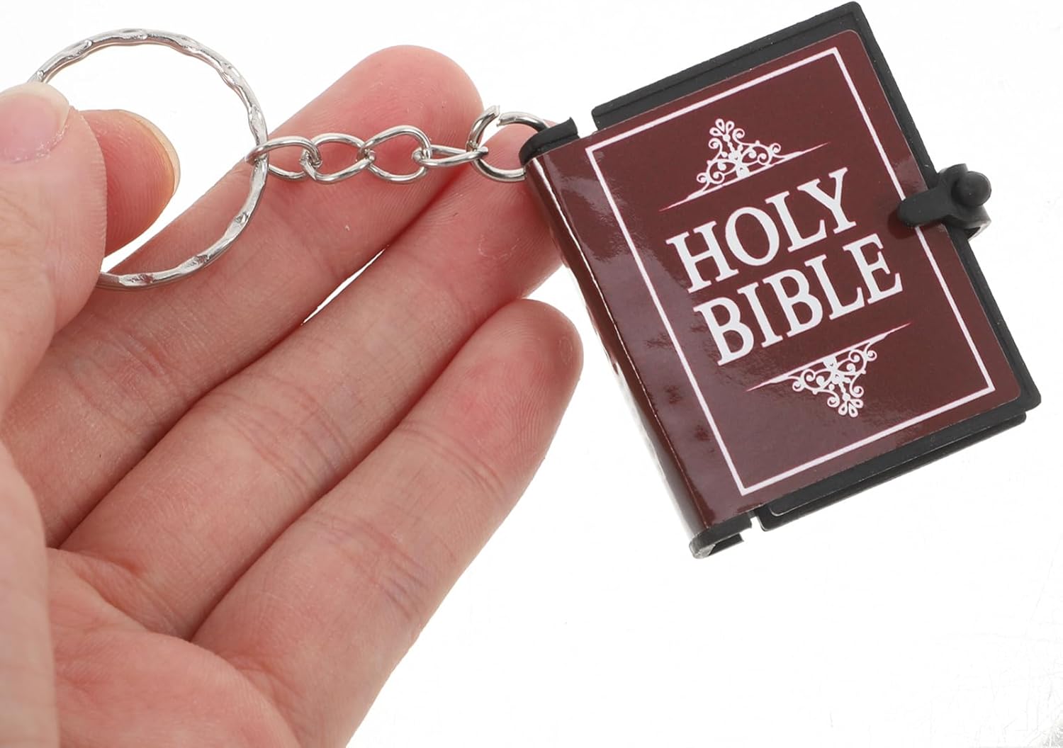 4pcs Miniature Bible Keychain Set with English Verses