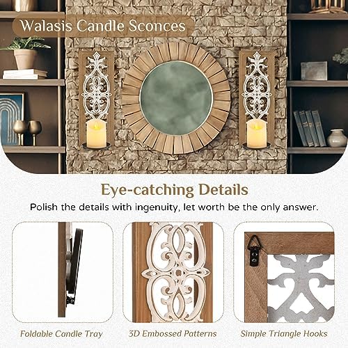 Walasis Farmhouse Candle Sconces Wall Decor Set of 2