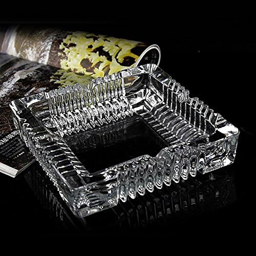 KUCEMO 7x7 Inch Square Glass Ashtray