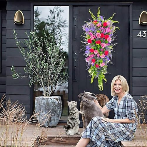 Floral Swag Teardrop Wreath Spring Summer Decor