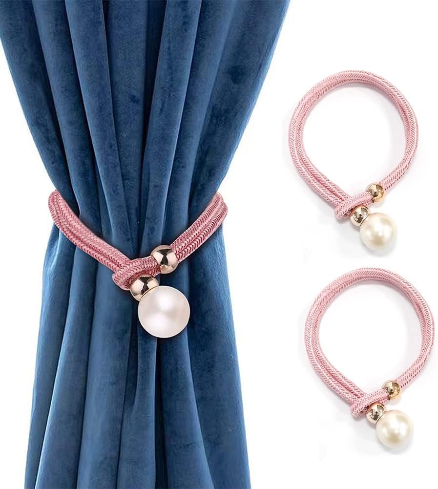 2Pcs Curtain Tie-Backs with Luxury Pearl Hooks