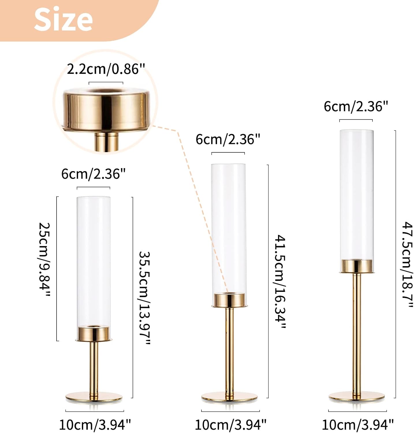NUPTIO 18 Piece Clear Glass Hurricane Candle Holder Set