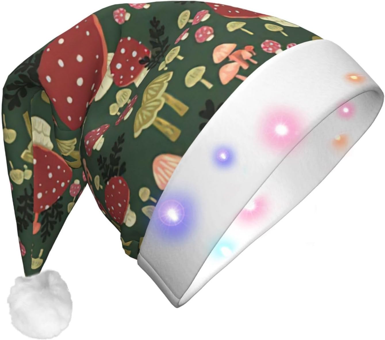 Bright Mushrooms Art Print LED Christmas Hat