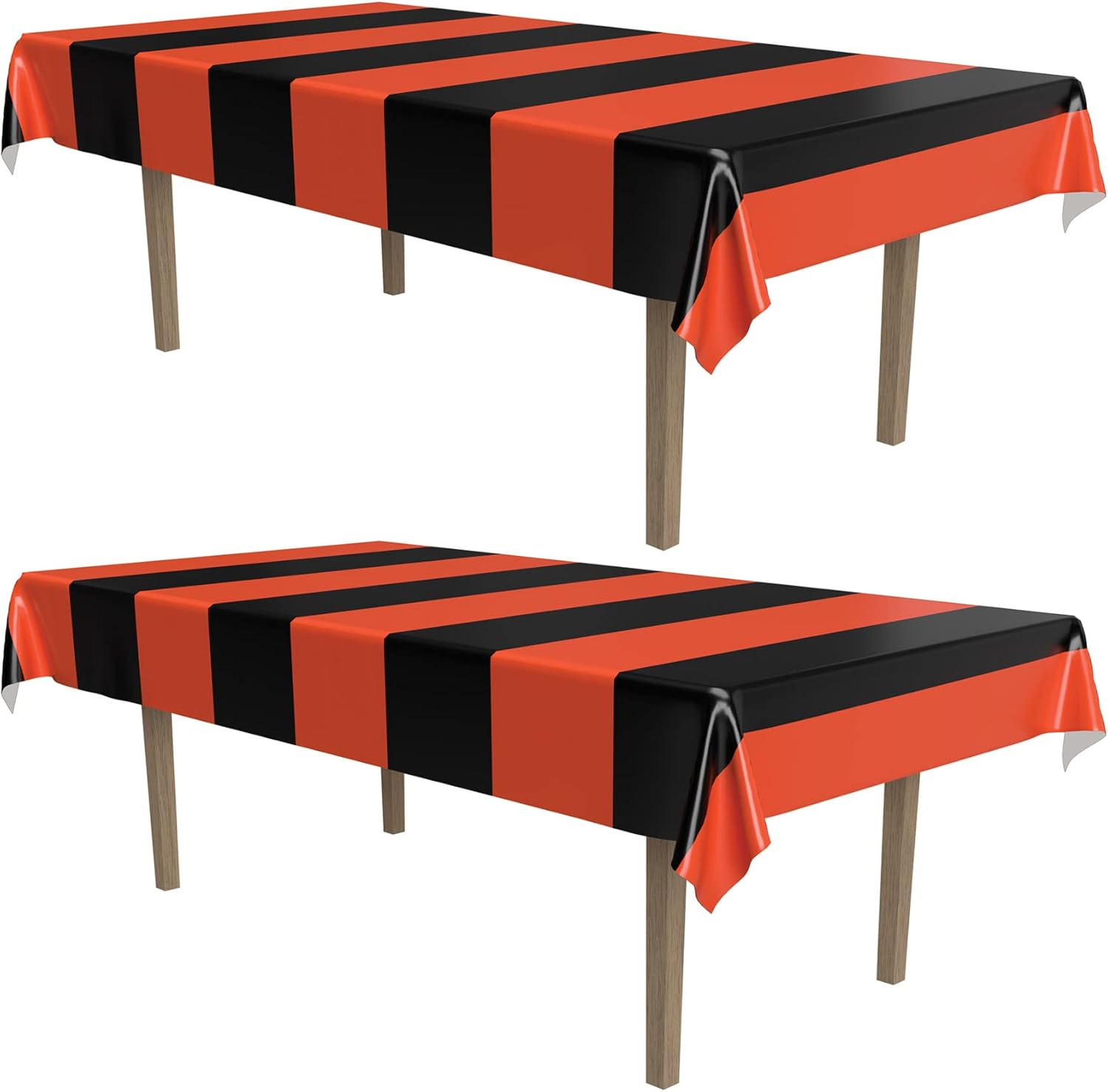 Beistle Halloween Orange Black Striped Table Covers 2 Pack
