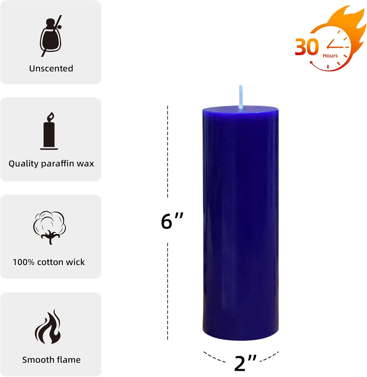 6 Inch Blue Pillar Candle for Home Dcor