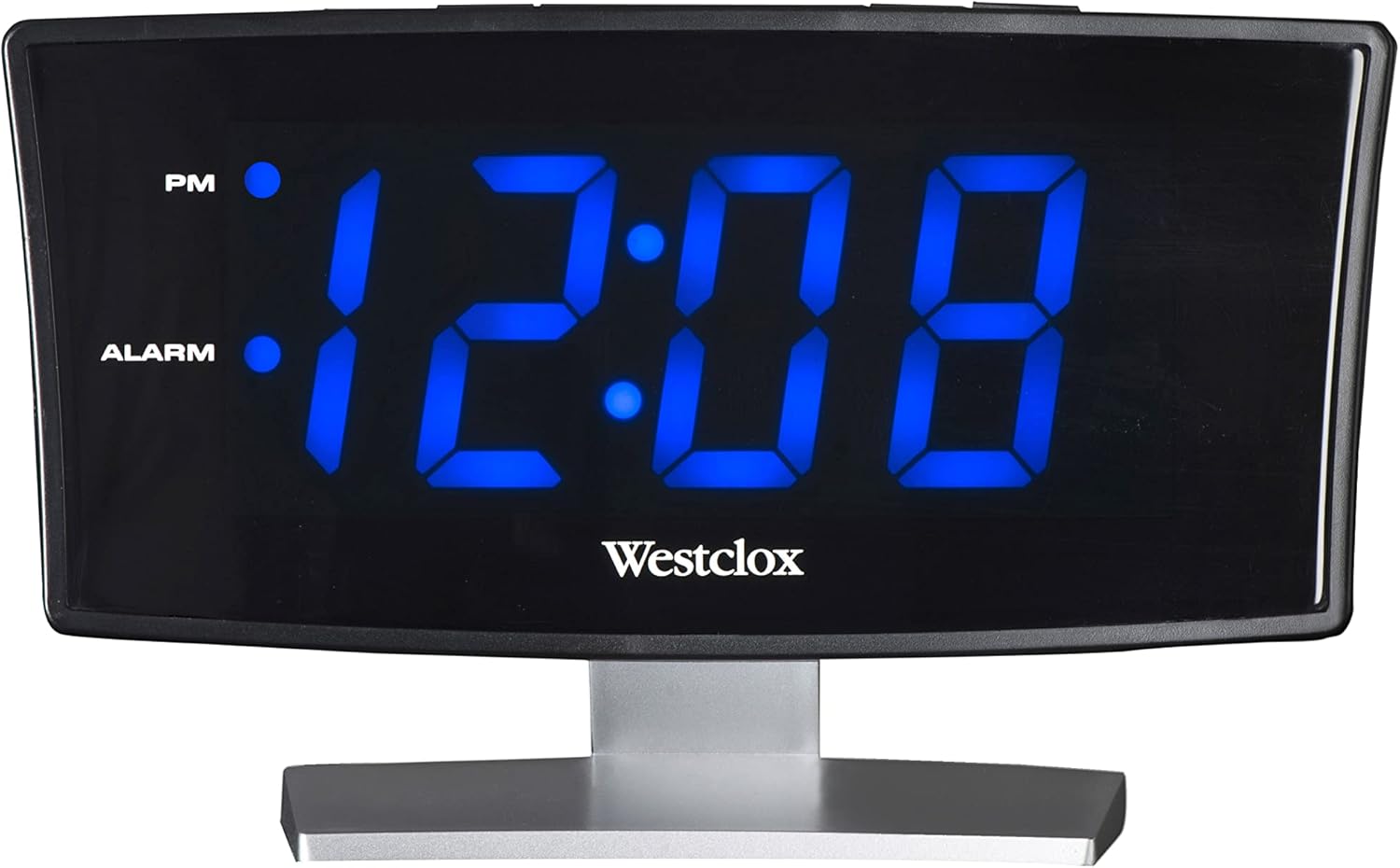Westclox 18 Inch Curved LED Digital Alarm Clock Blue