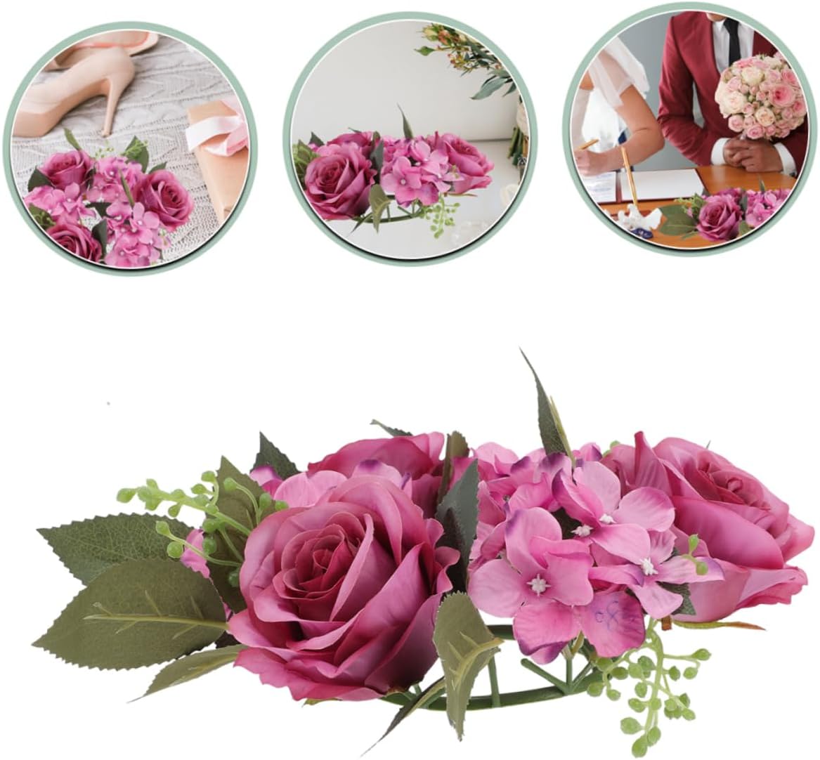 Elegant Faux Roses Candle Wreath for Home Decor