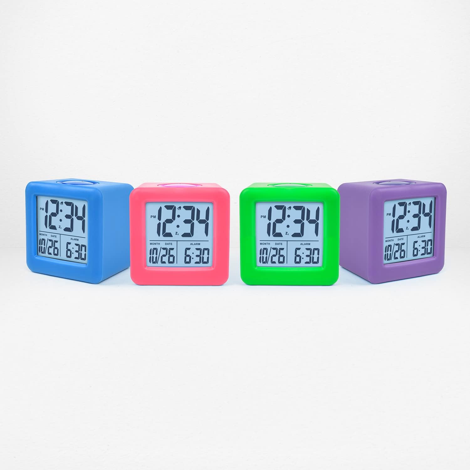Equity 73004 Purple Soft Cube LCD Alarm Clock with Smart Light 1