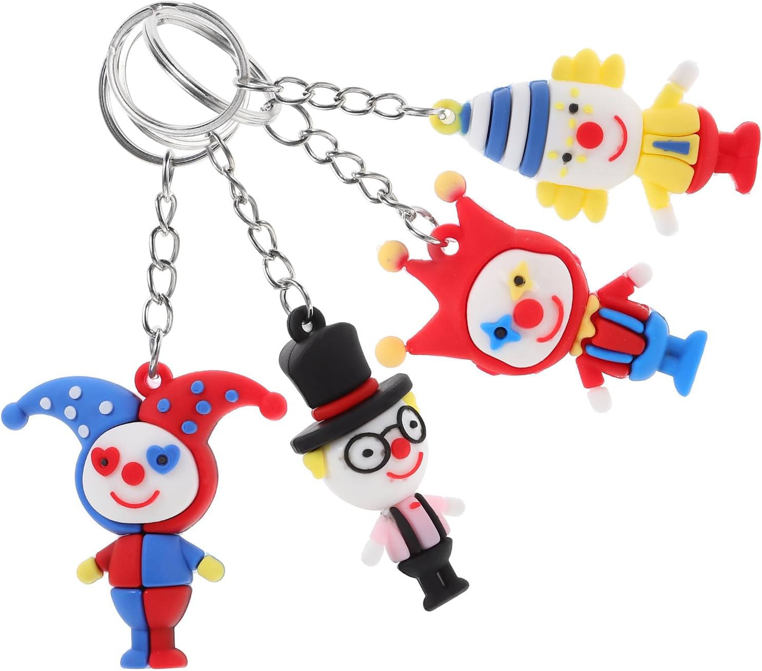 LOGOFUN 12 Pcs Crown Key Chains Resin Circus Cartoon Keyrings
