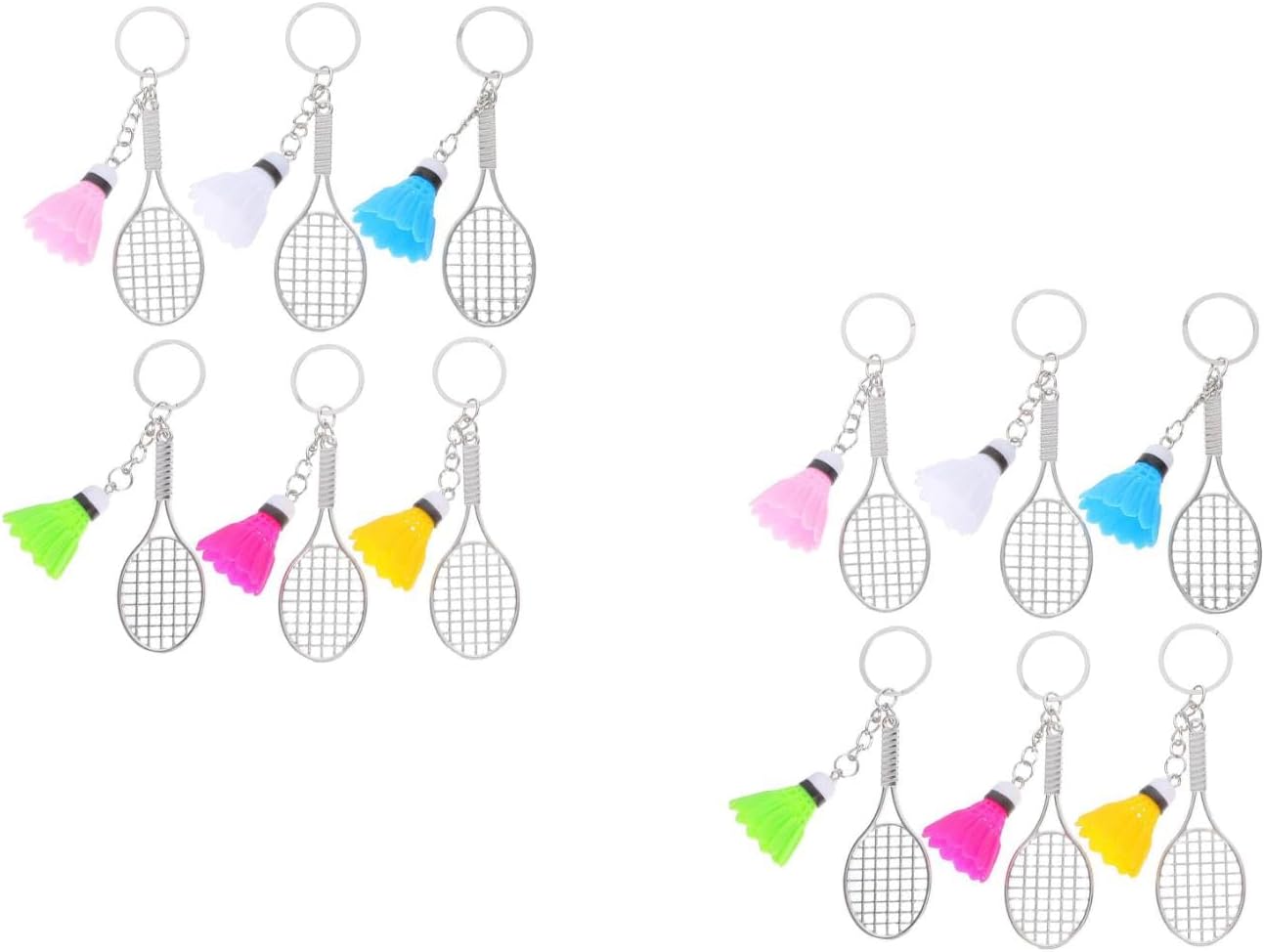 12pcs Mini Alloy Badminton Keychain with Shuttlecock Pendant