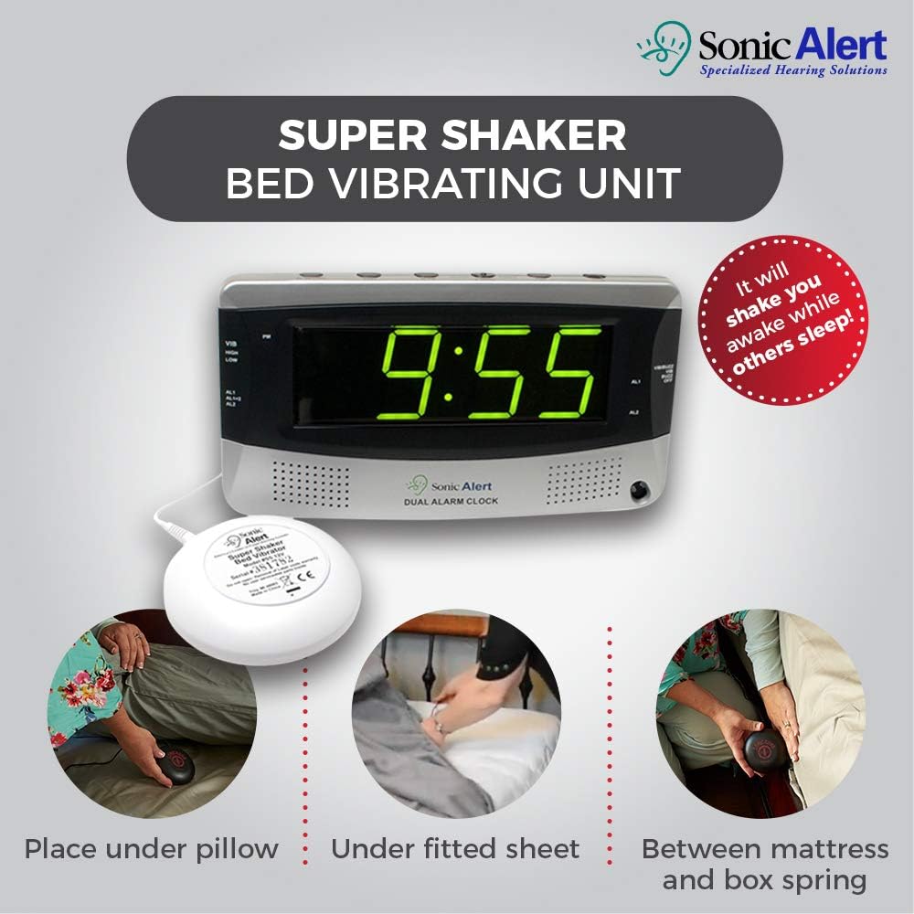 Sonic Alert Dual Alarm Clock with Shaker and Large Display