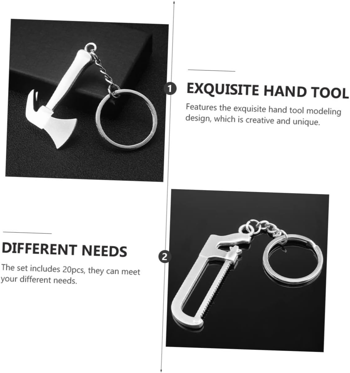 20pcs Creative Tool Keychain Pendants for Bags and Cars