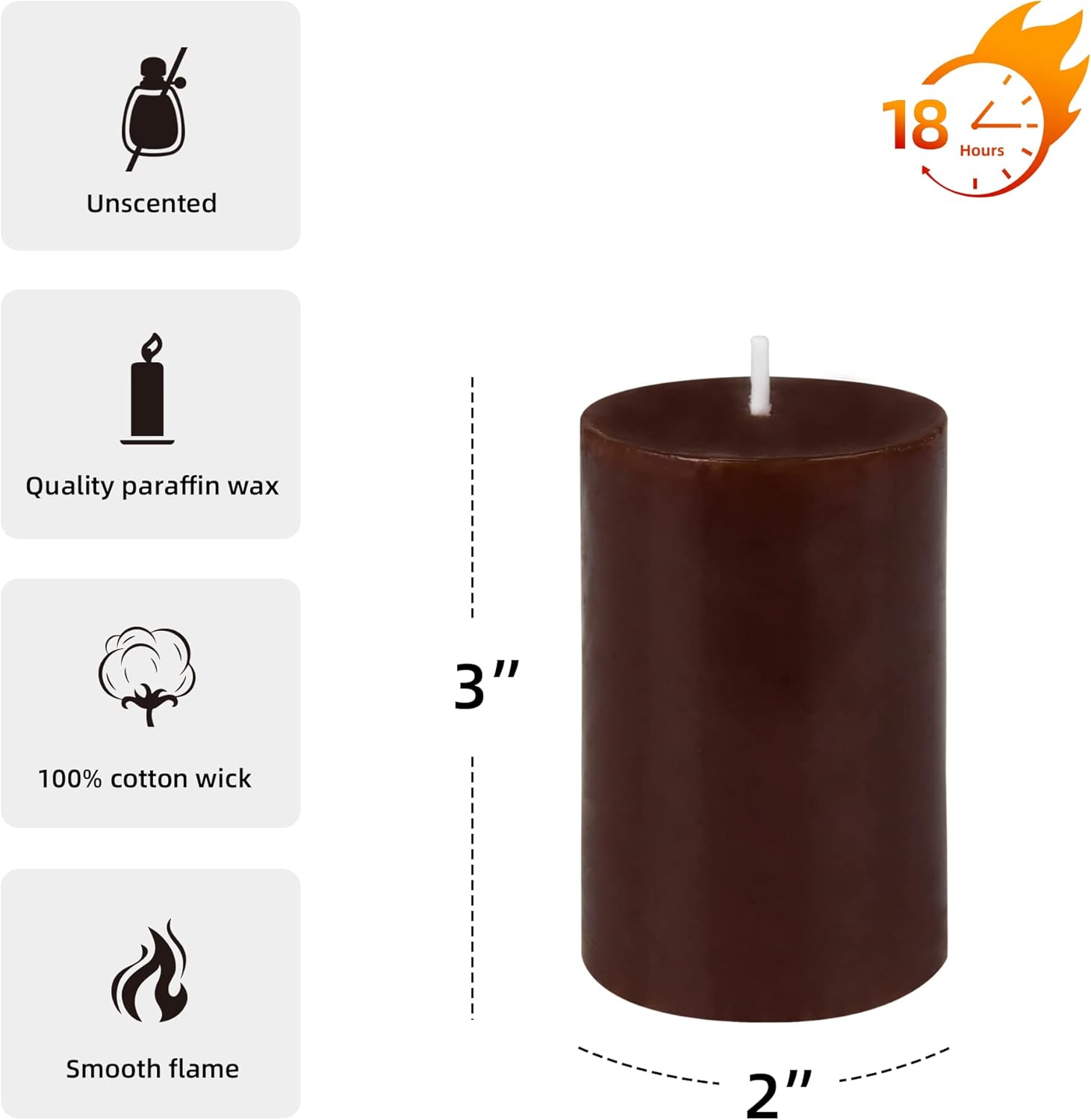 Jeco 3 Inch Brown Pillar Candle