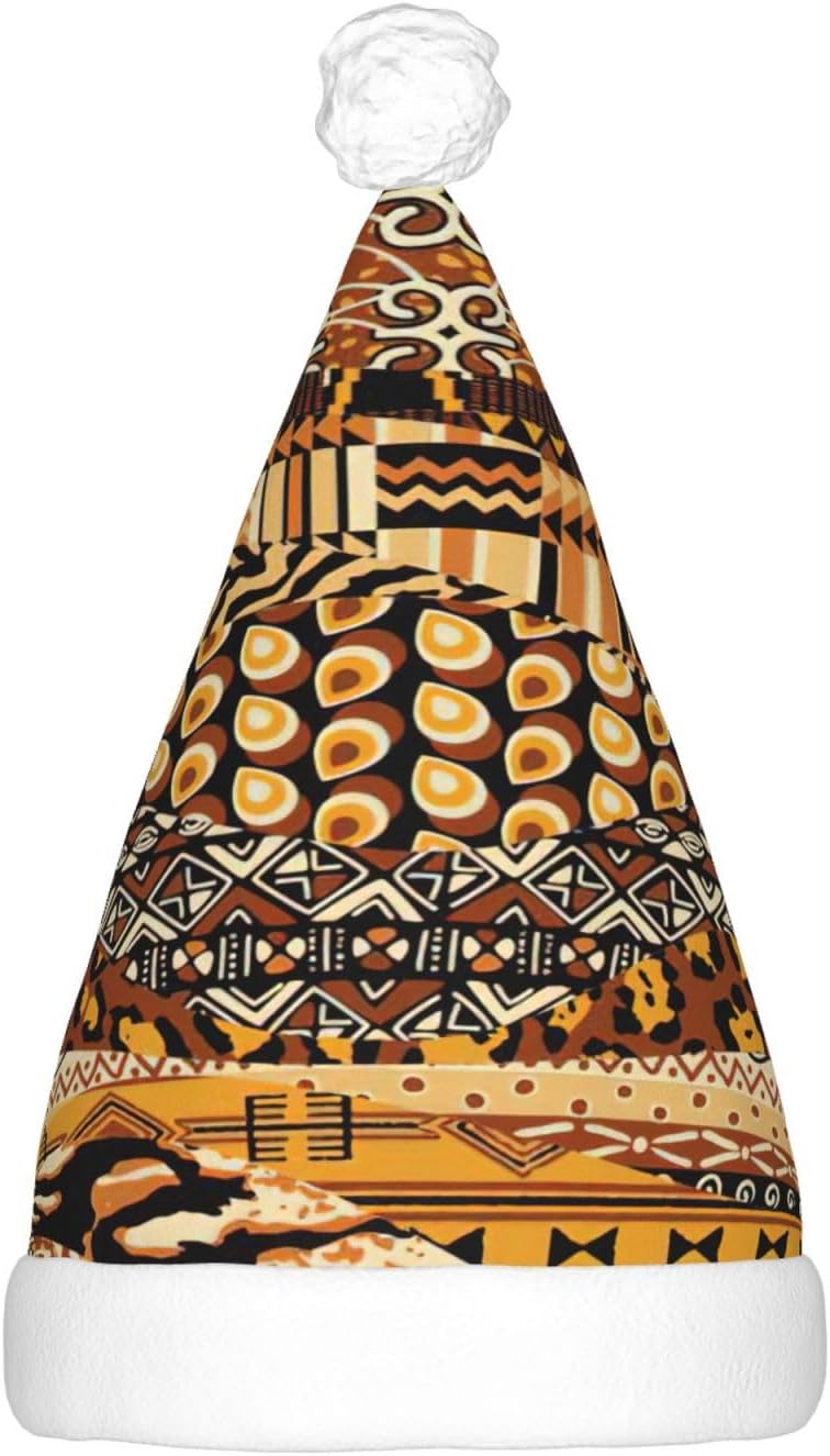 African Style Patchwork Print LED Christmas Hat for Adults