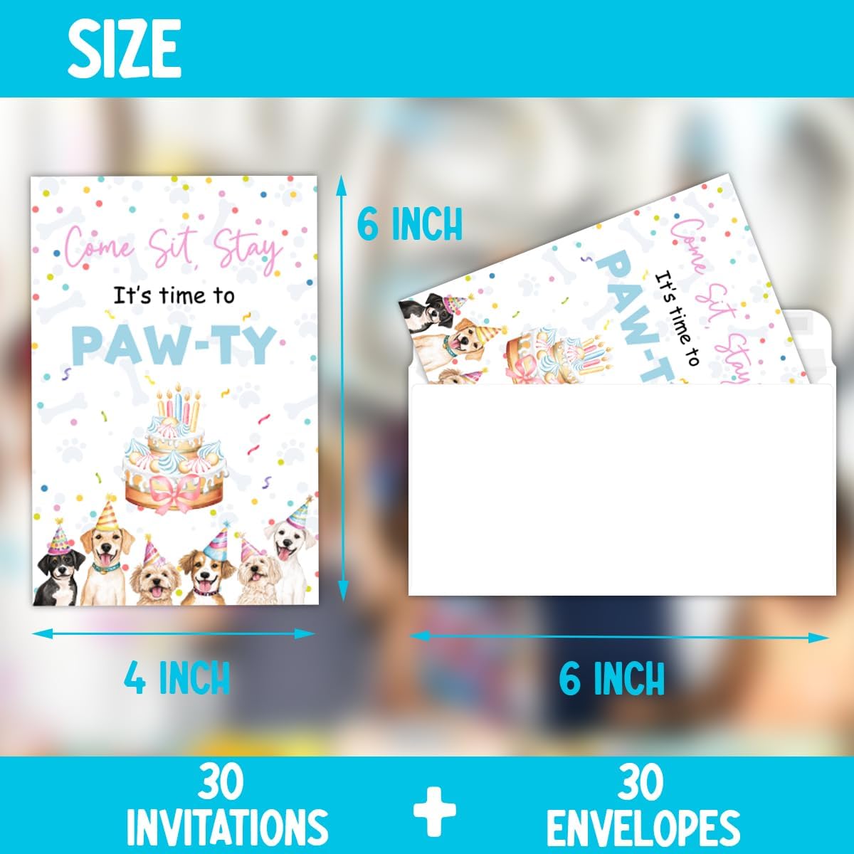 Puppy Dog Birthday Party Invitations 30 Cards