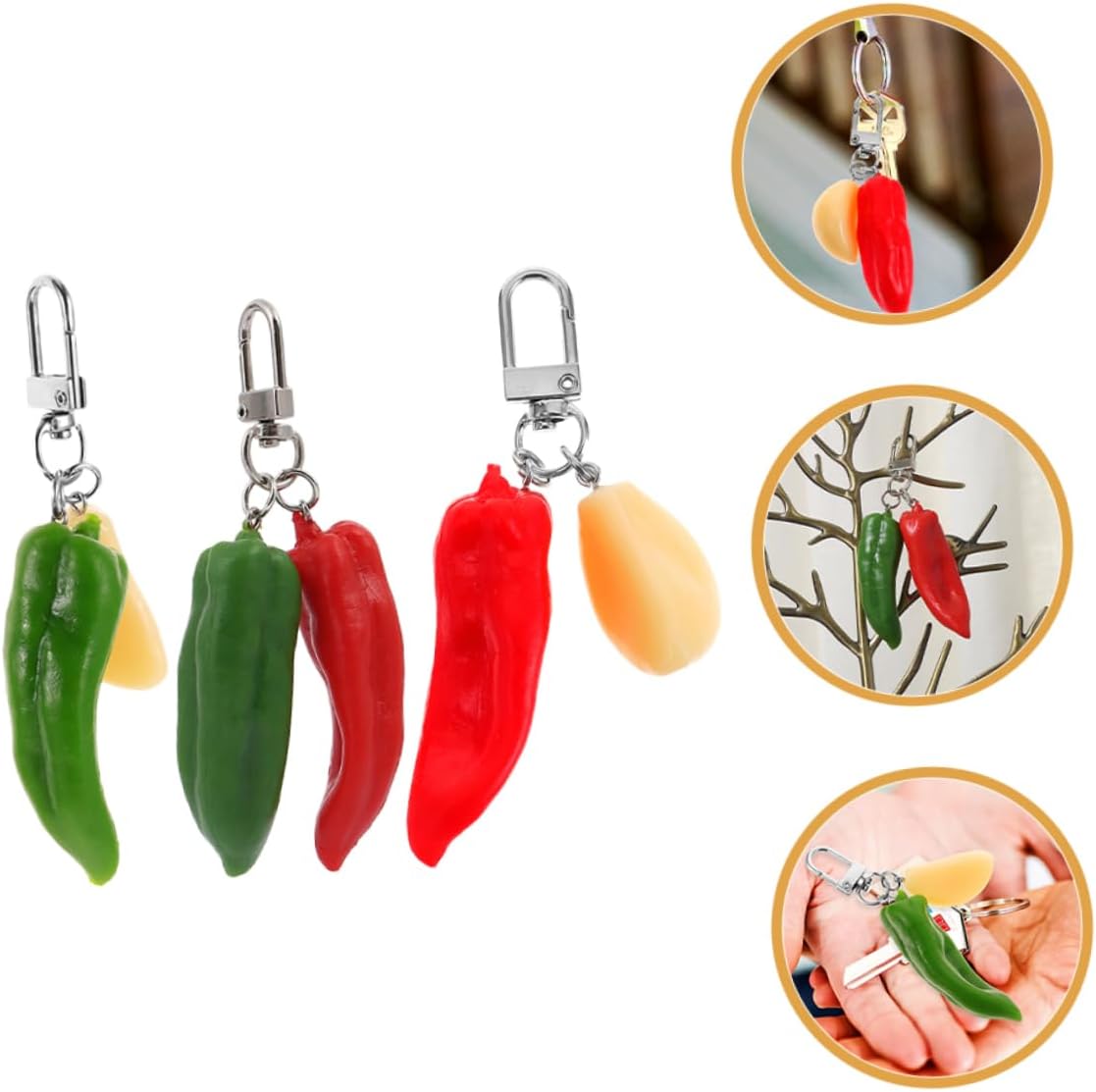 SOIMISS Chili Keychain with Pepper and Garlic Design