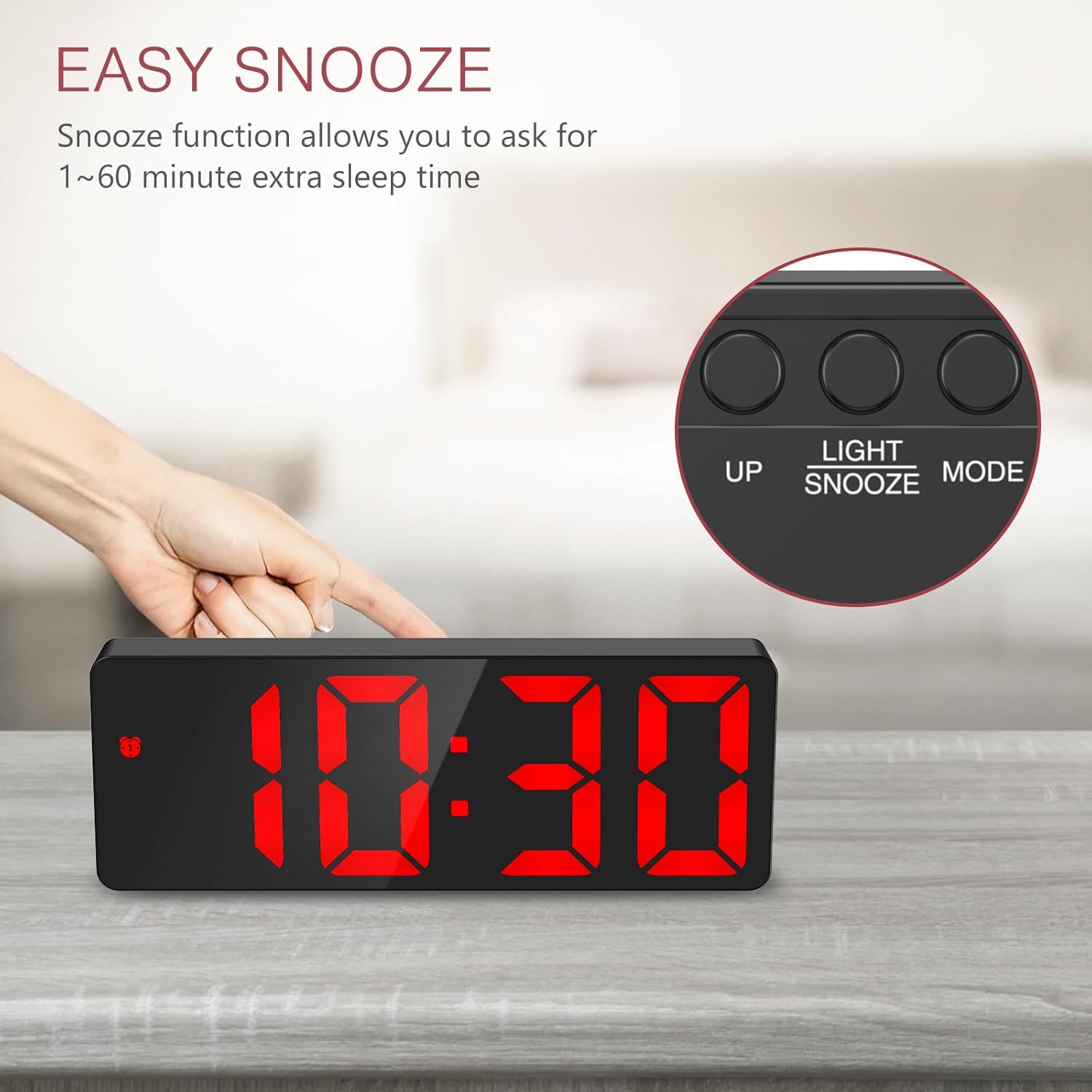 LOFICOPER 65 Inch LED Alarm Clock with USB Port