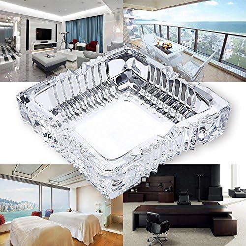 KUCEMO 7x7 Inch Square Glass Ashtray