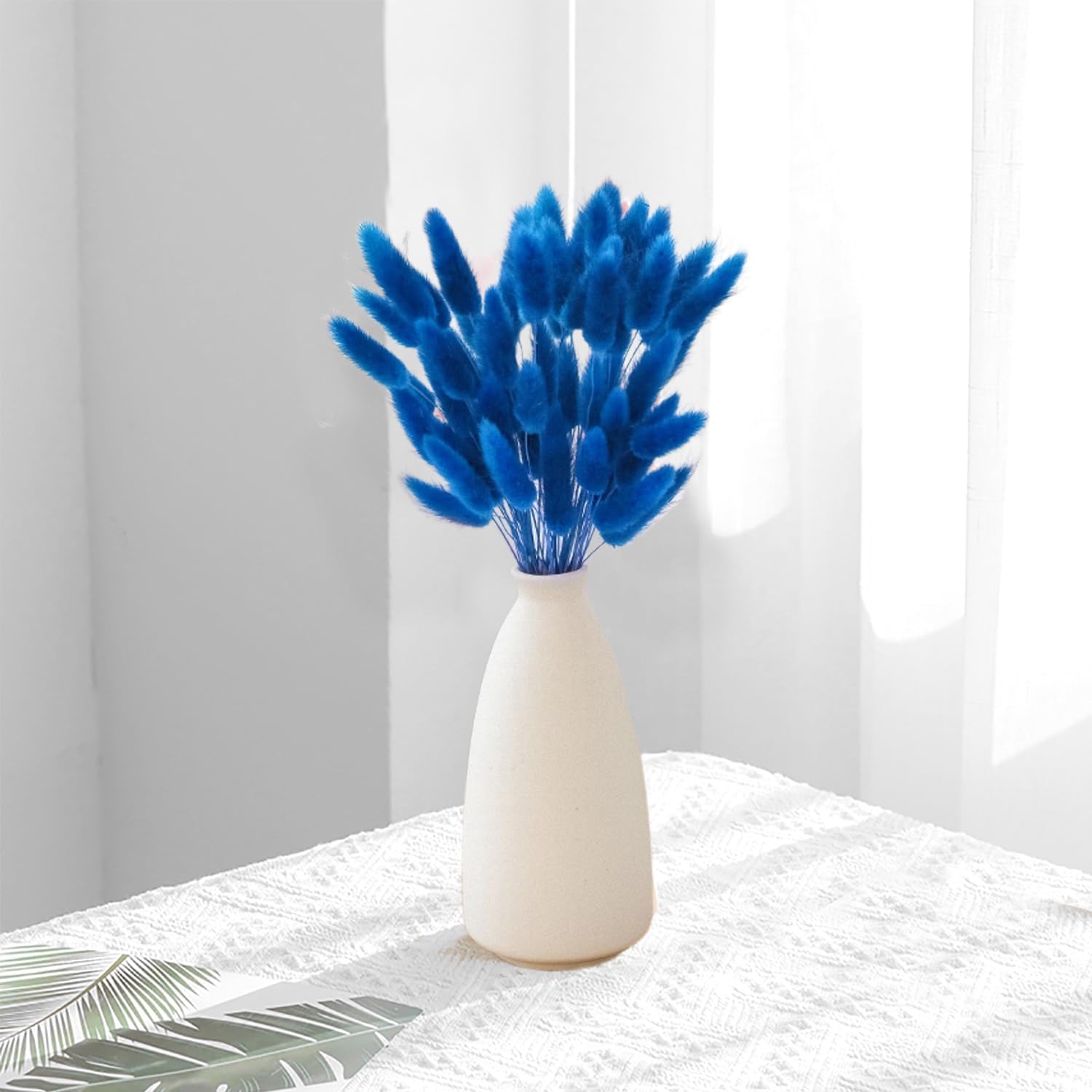 60PCS Blue Dried Bunny Tail Grass for Home Decor