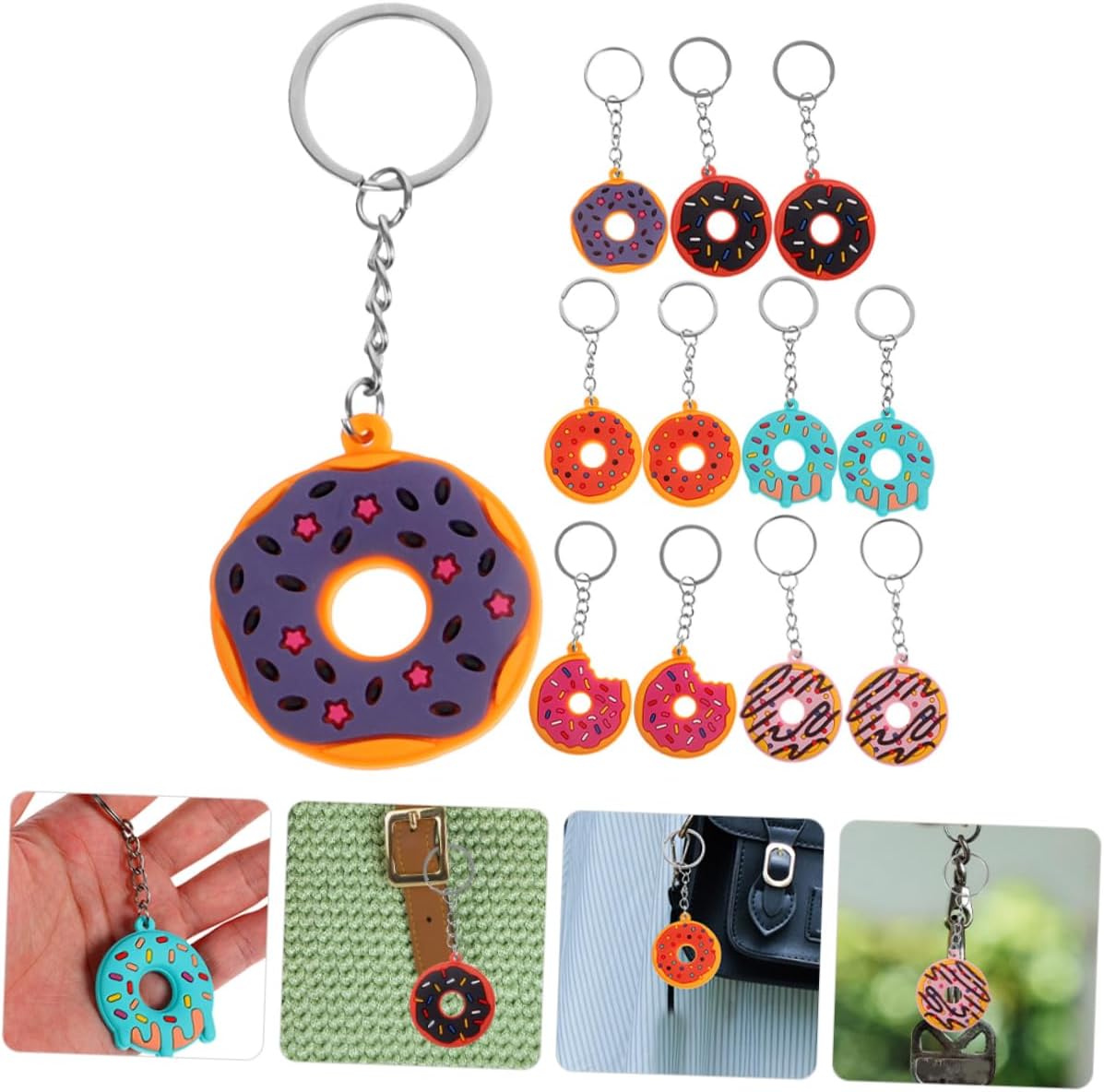 VICASKY 18Pcs Cute Donut Keychain Pendants