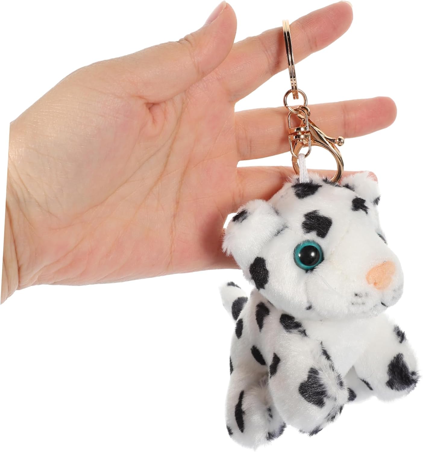 Amosfun 2pcs Plush Keychain Snow Leopard Luggage Pendant