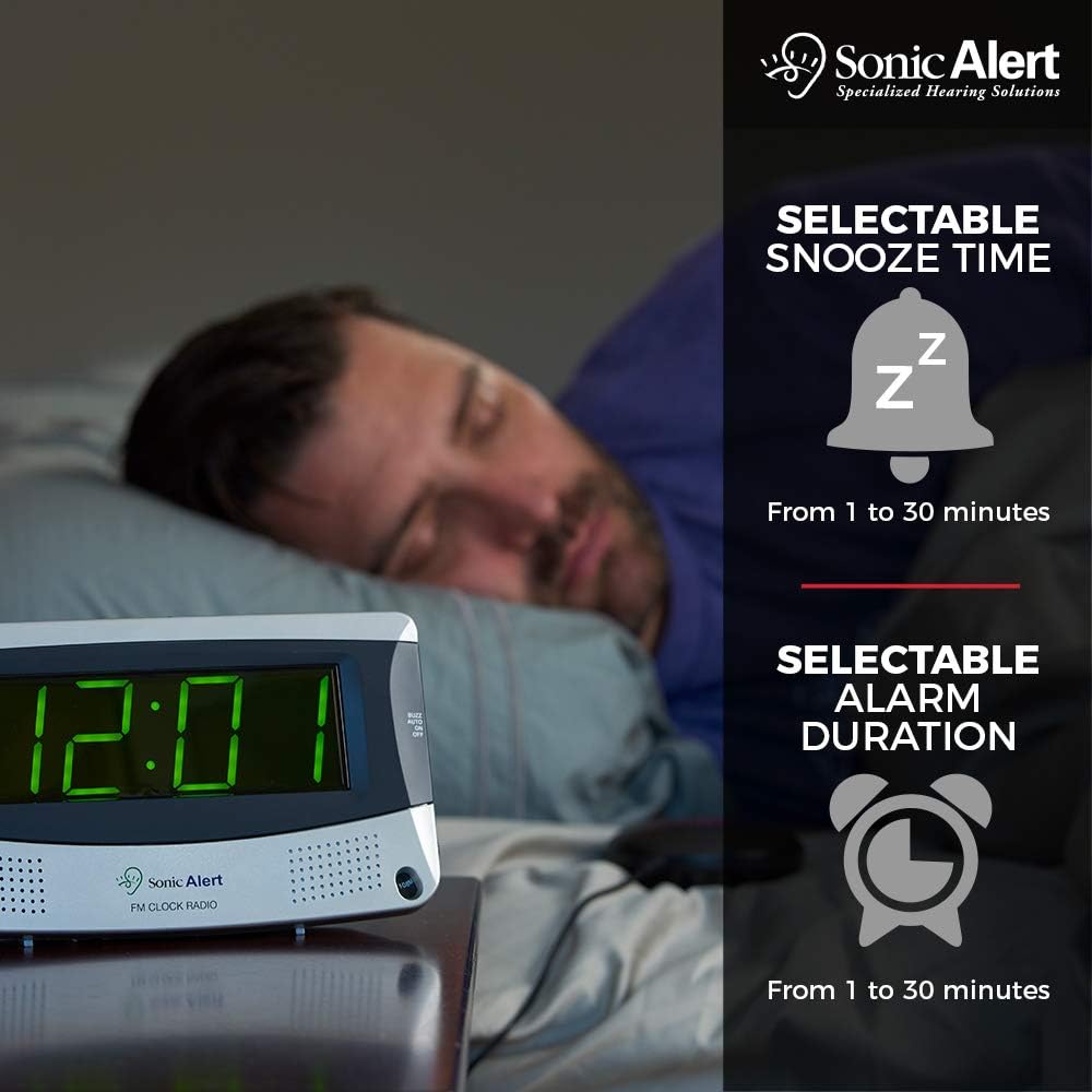 Sonic Alert Dual Alarm Clock with Shaker and Large Display