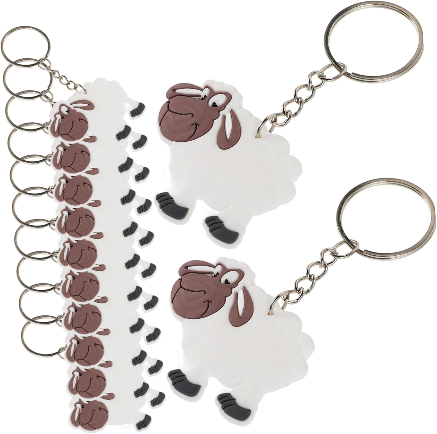 60 Pcs Cute Sheep Keychain Pendant Key Ring