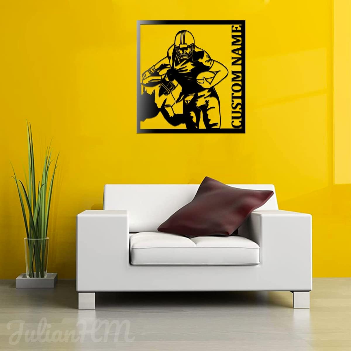 Custom American Football Metal Wall Art with LED Lights