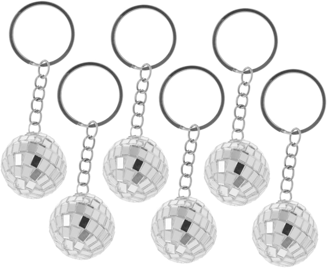 Wakauto 6pcs Mirror Disco Ball Keychains