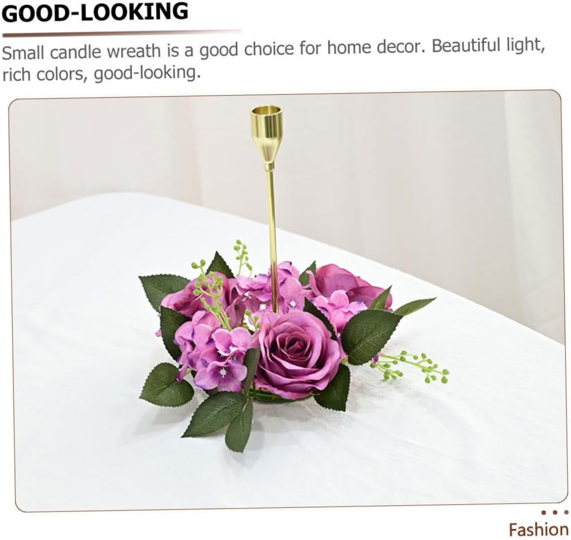 Elegant Faux Roses Candle Wreath for Home Decor