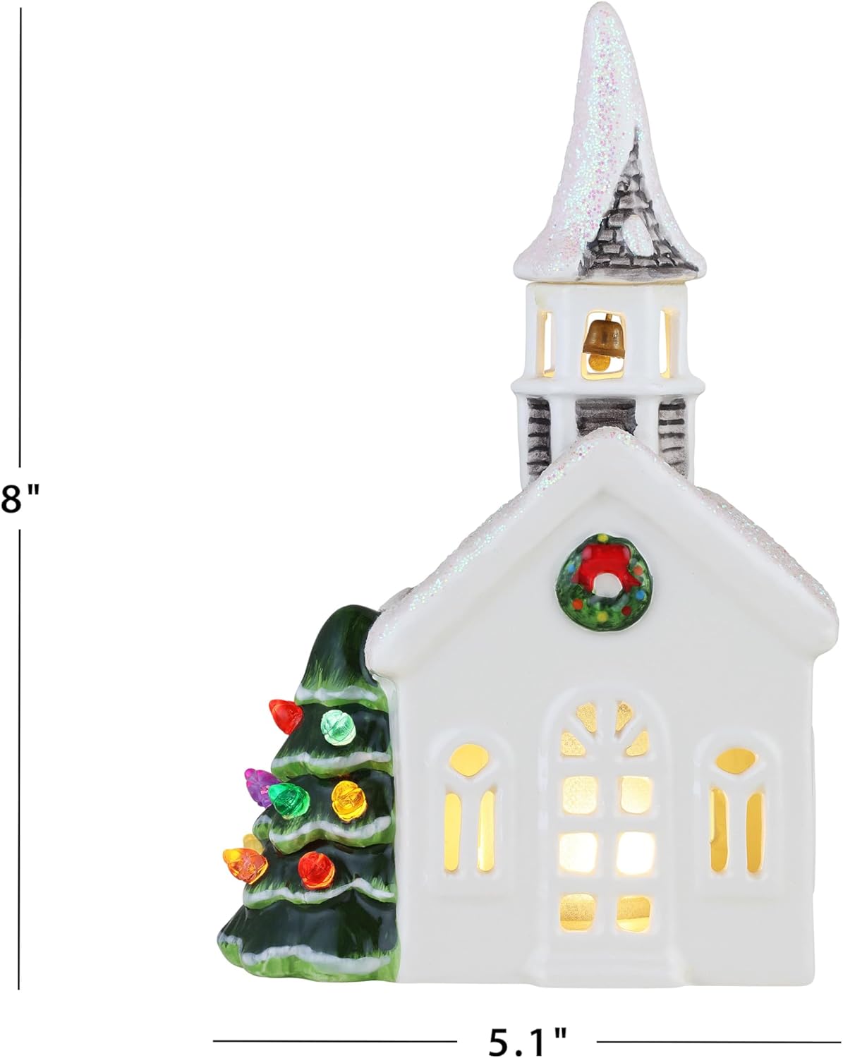 Mr Christmas Ceramic Church - 8 Inch Village Figurine