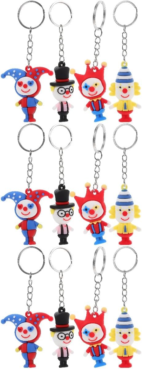 LOGOFUN 12 Pcs Crown Key Chains Resin Circus Cartoon Keyrings