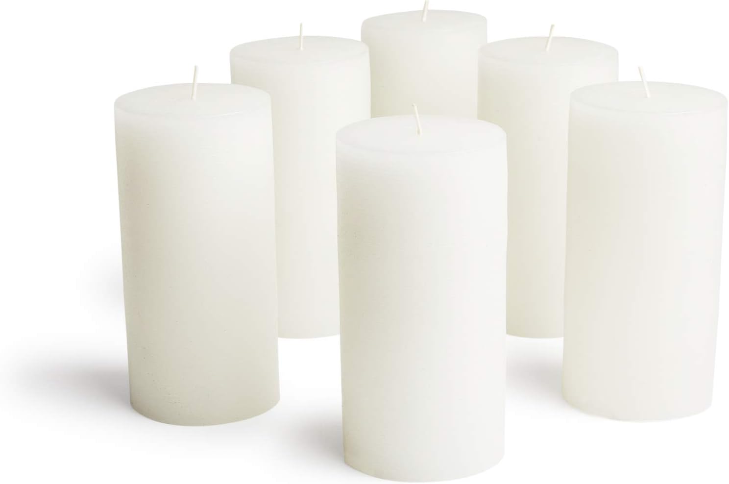 Mottled Pillar Candles Set of 6 Dripless Unscented