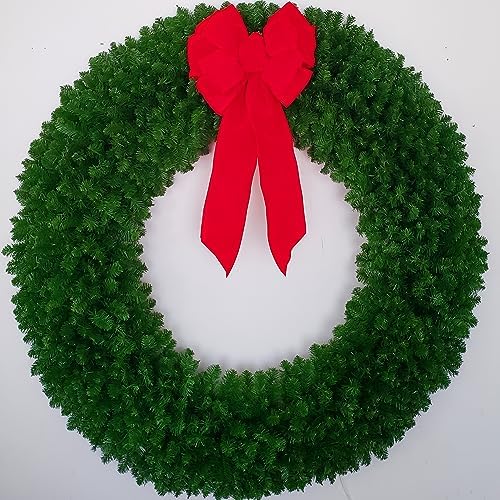 6 Foot Artificial Christmas Wreath with Large Red Bow