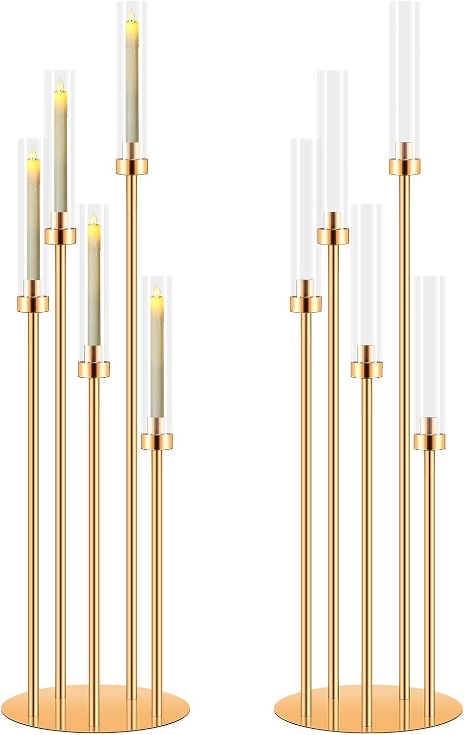 2 Set 5 Arm Gold Candelabra Holder