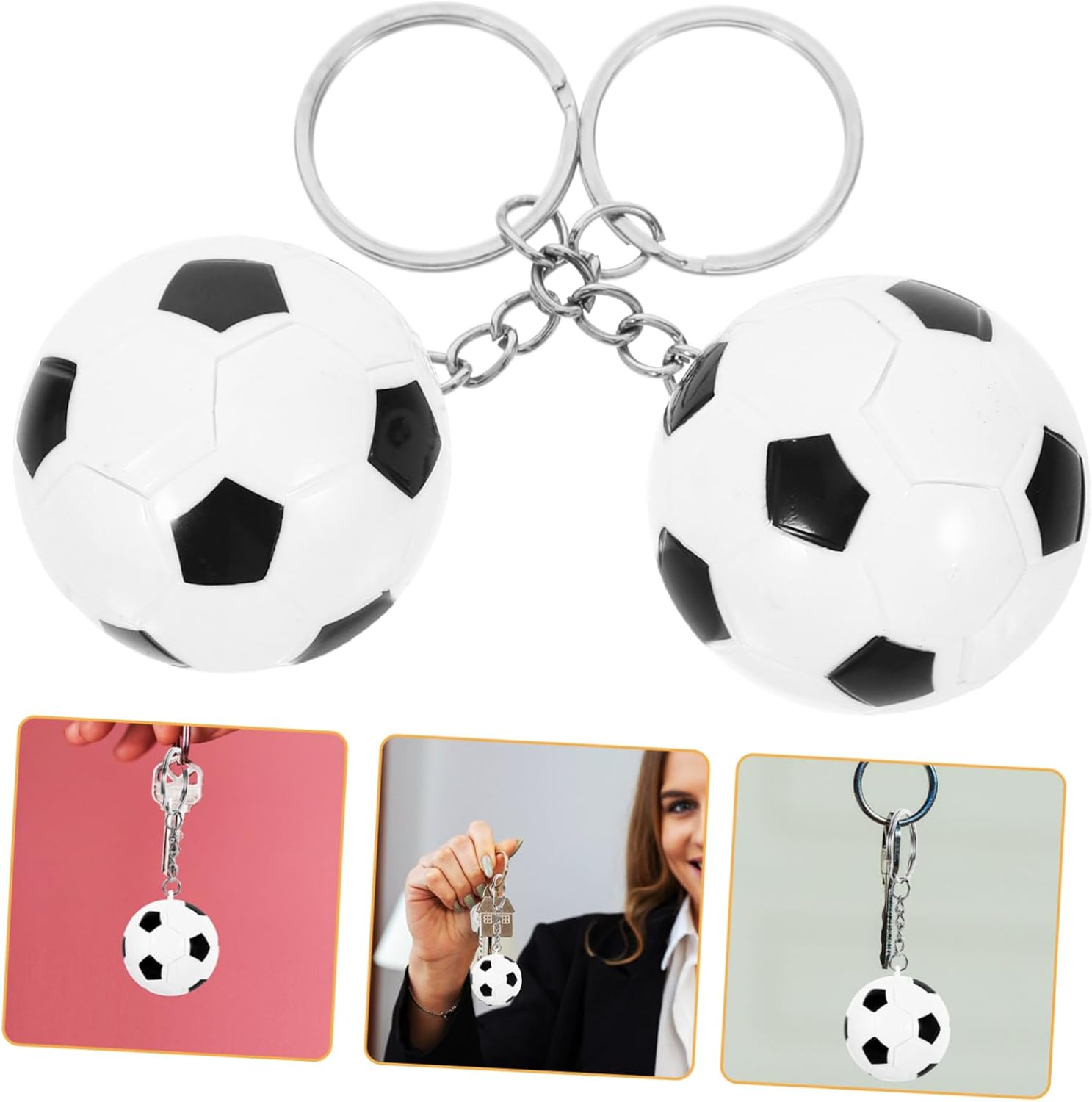 2PCS Creative Football Keychain Set for Men