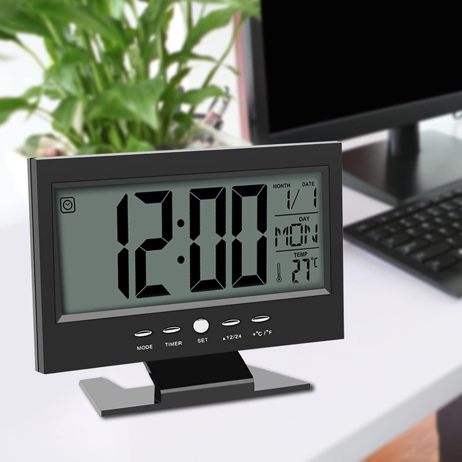 Tiiyee Electric Clock with Calendar and Temp Display